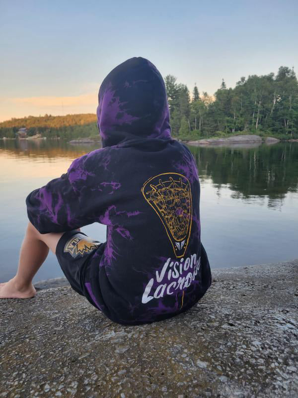 Purple Thunder Tie Dye Hoodie Vision Lacrosse Youth Medium